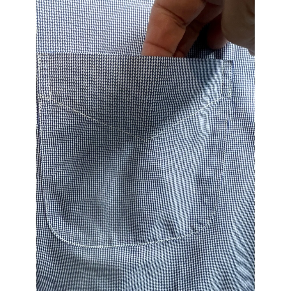Brooks Brothers 346 Mens 16 2/3 Blue White Micro Check Non-Iron Dress Shirt - Picture 3 of 10